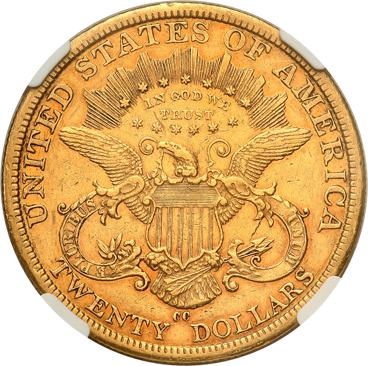 USA. 20 dolarów 1877 CC, Carson City, NGC AU - nakład 42.565 sztuk - RZADKIE